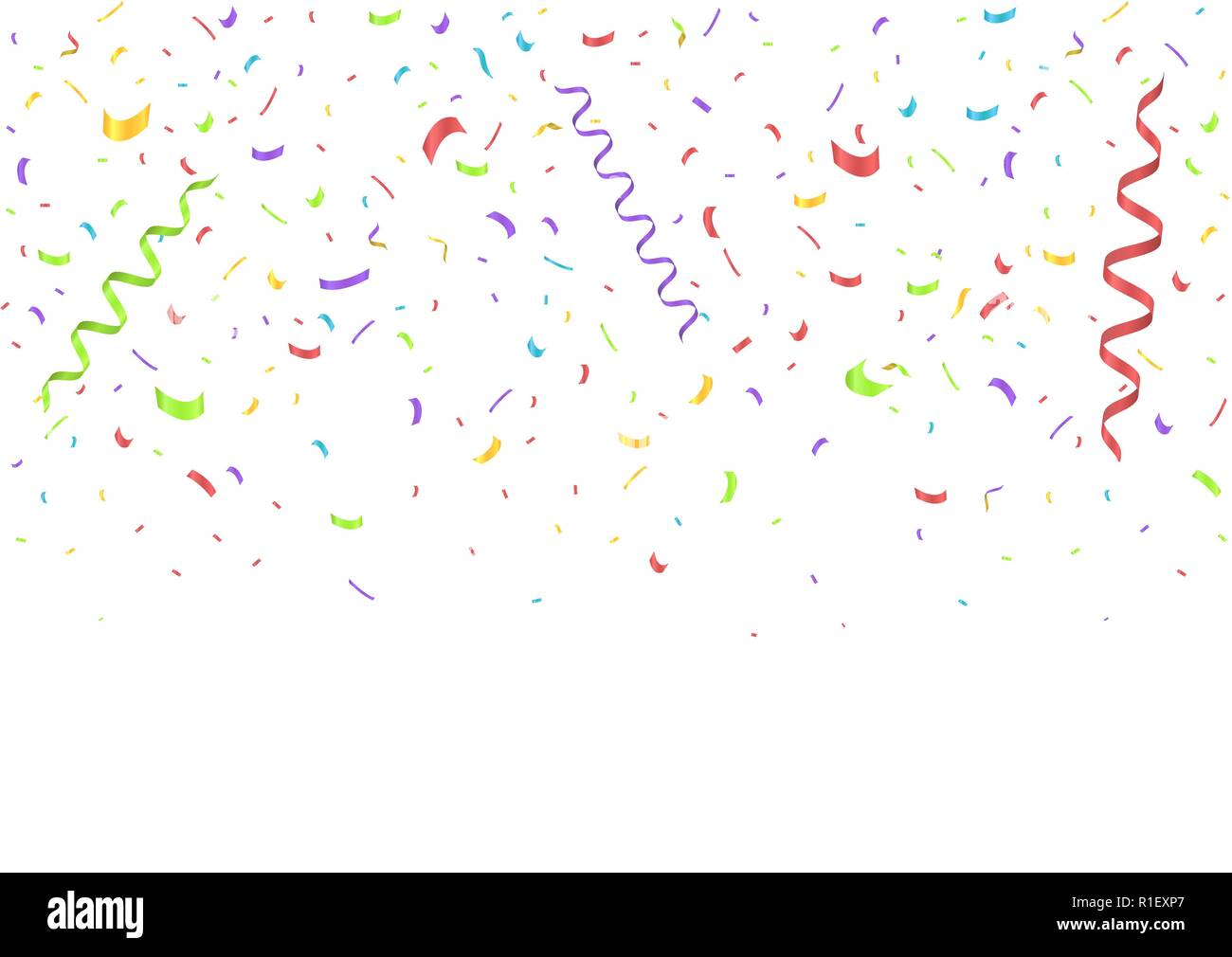 Colorful confetti ribbons festive background. Vector illustration Stock