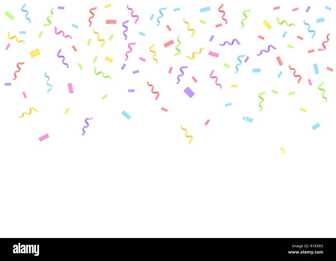 Colorful confetti ribbons festive background. Vector illustration Stock