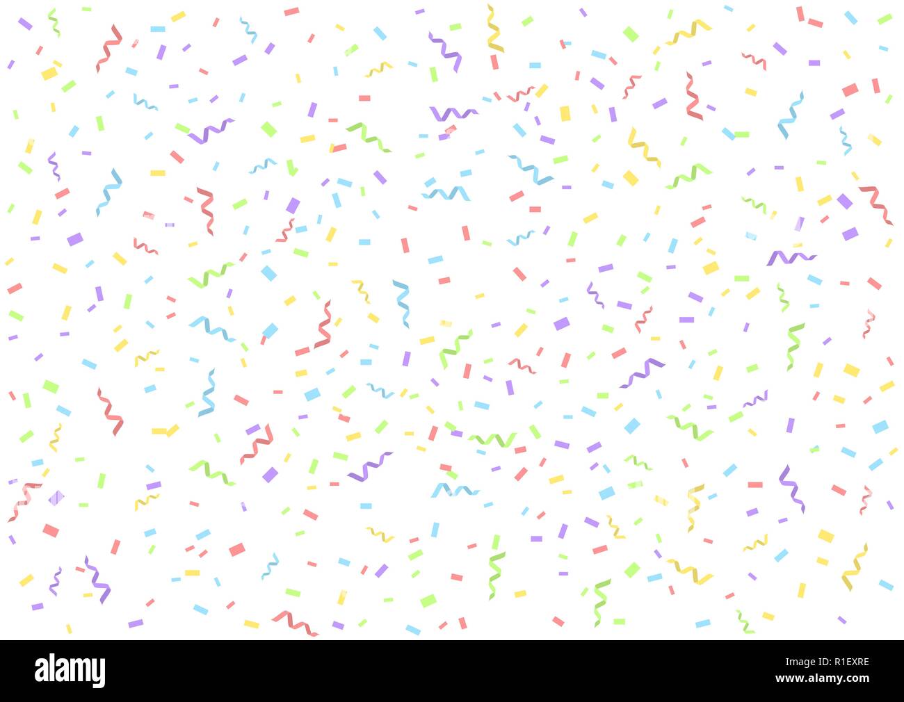 Colorful confetti ribbons festive background. Vector illustration Stock