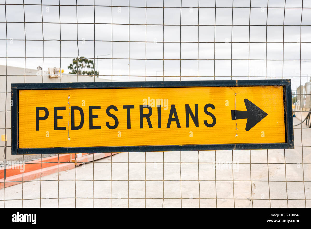 Australian yellow pedestrian traffic sign  sign Stock Photo