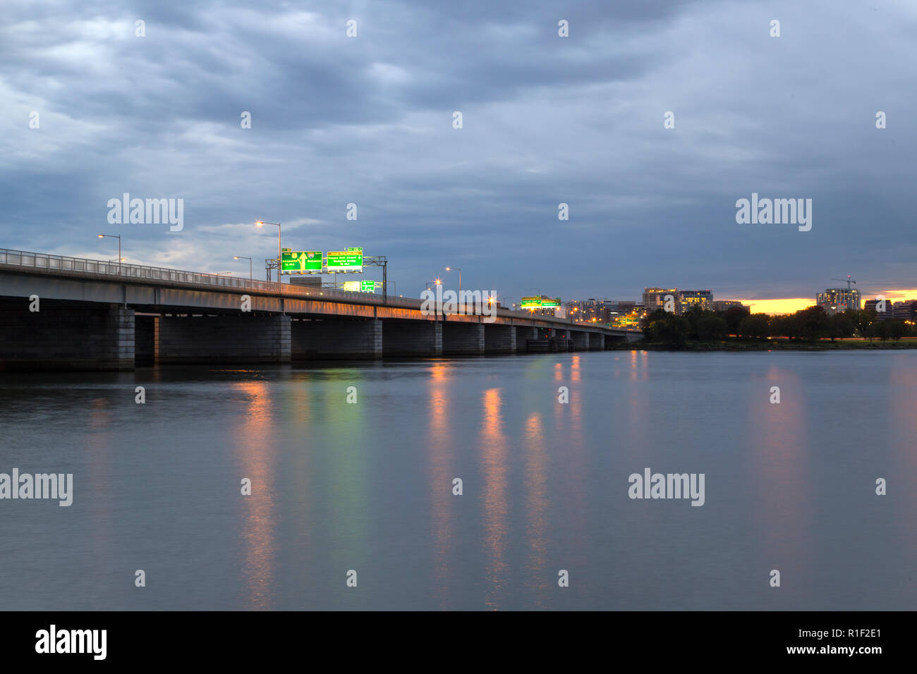 14th Street Bridge across the Potomac River in Washington DC Stock