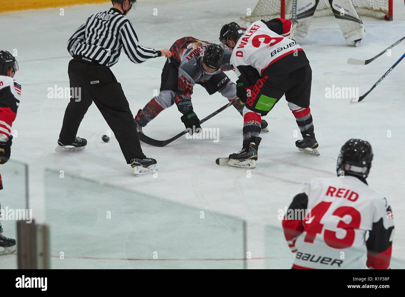 Face off during an Ice Hockey match at the Hull Pirates Ice Arena, Hull