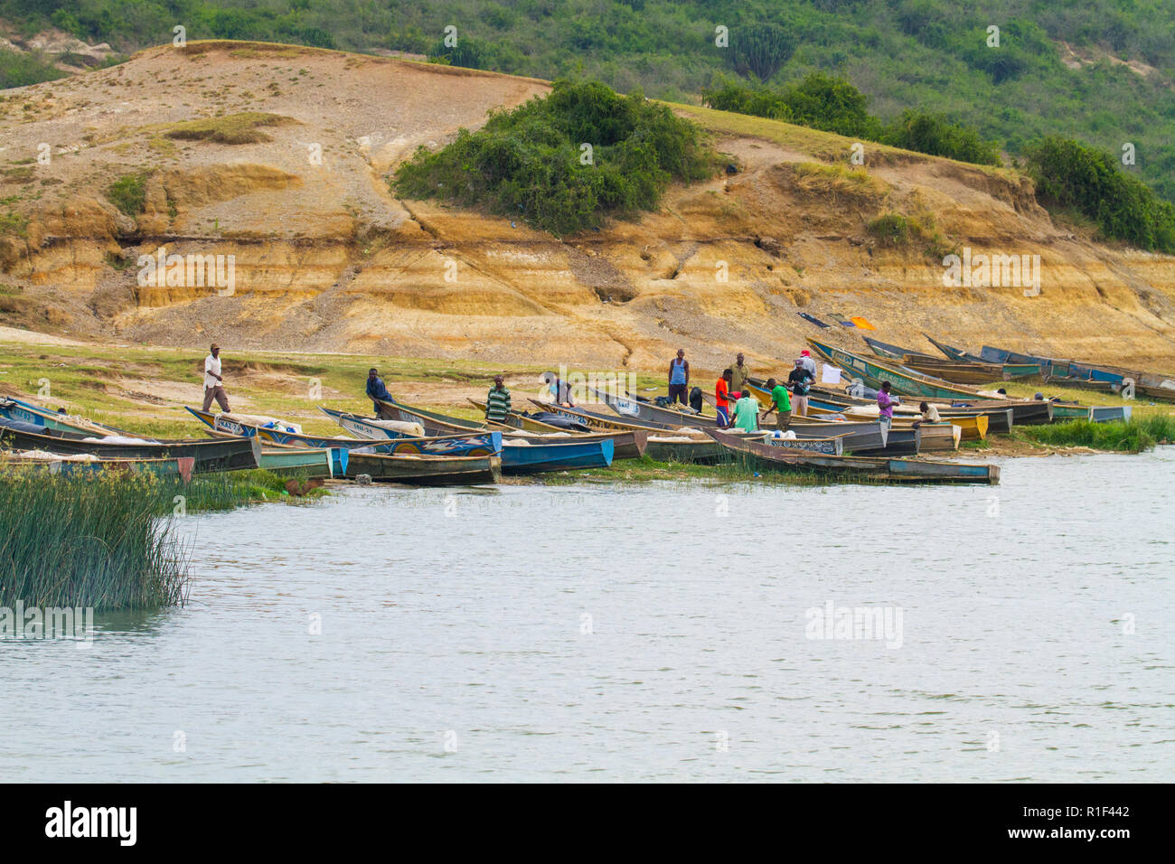 fishermen on the Nile Stock Photo