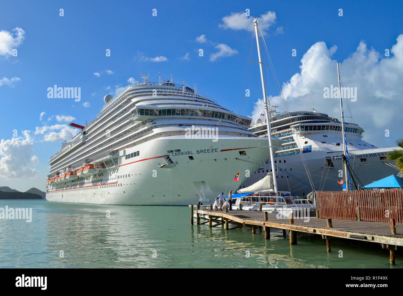 St.John's, Antigua - January 8, 2015: Cruise ships anchored in St.John;s Antigua Stock Photo
