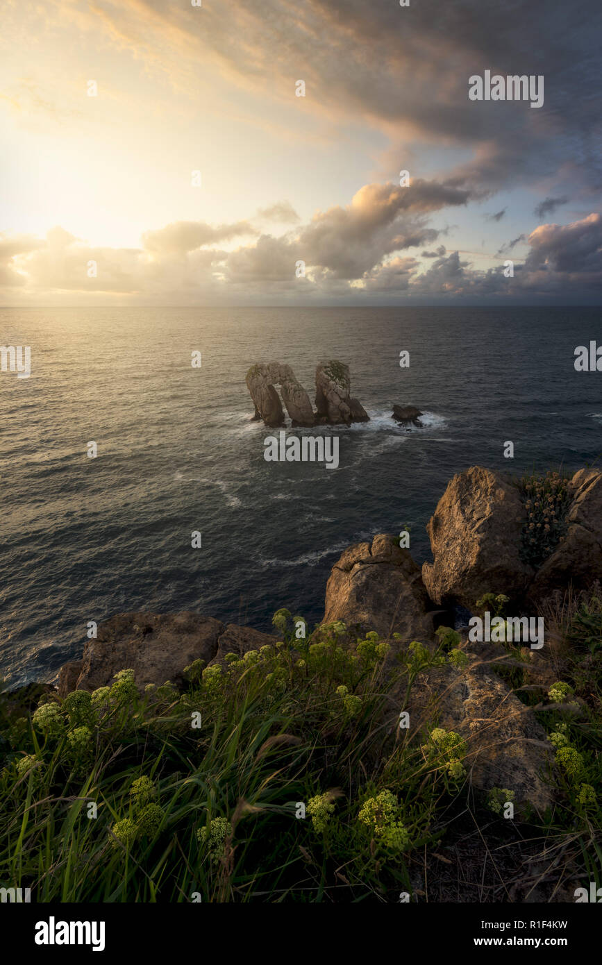 Los Urros in Liencres (Cantabria), the north coast of Spain. Stock Photo