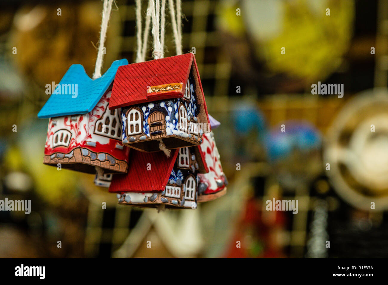 Ceramic houses, Christmas decoration, Prague, Czech Republic Stock Photo