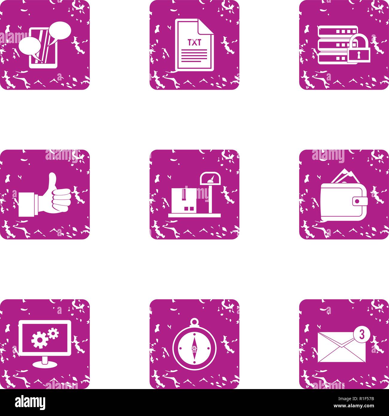 Excellent solution icons set, grunge style Stock Vector
