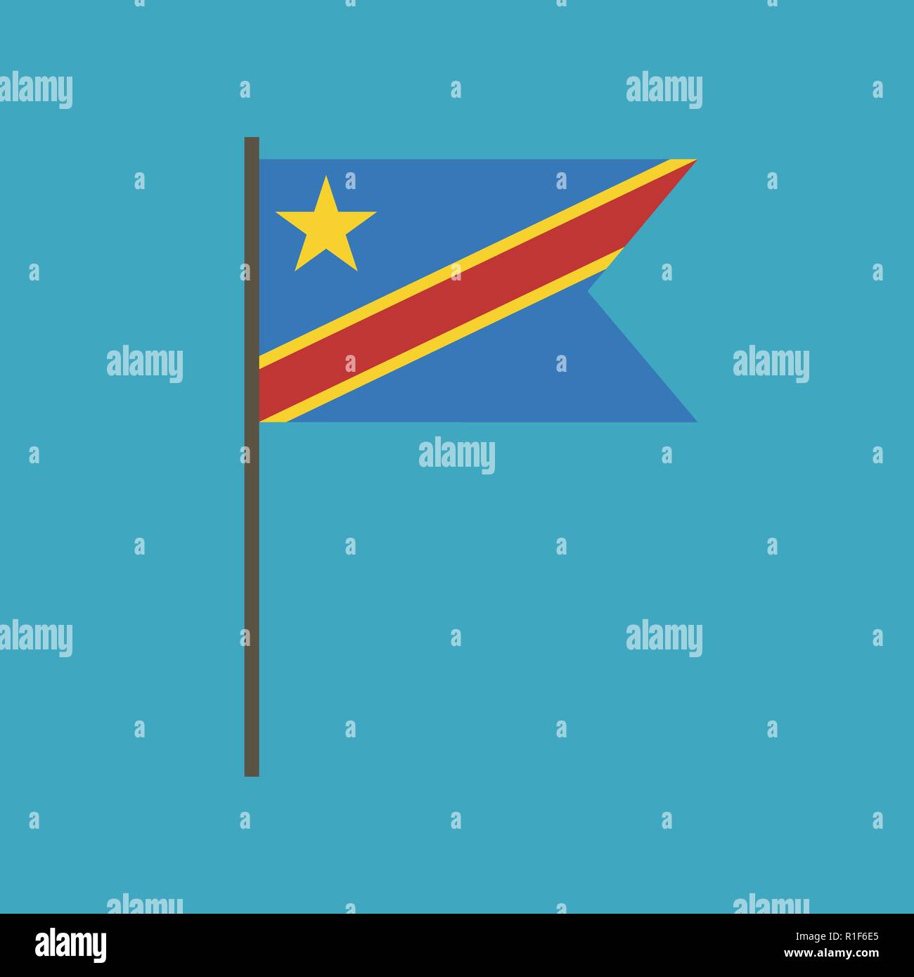 Democratic Republic of the Congo flag icon in flat design. Independence ...