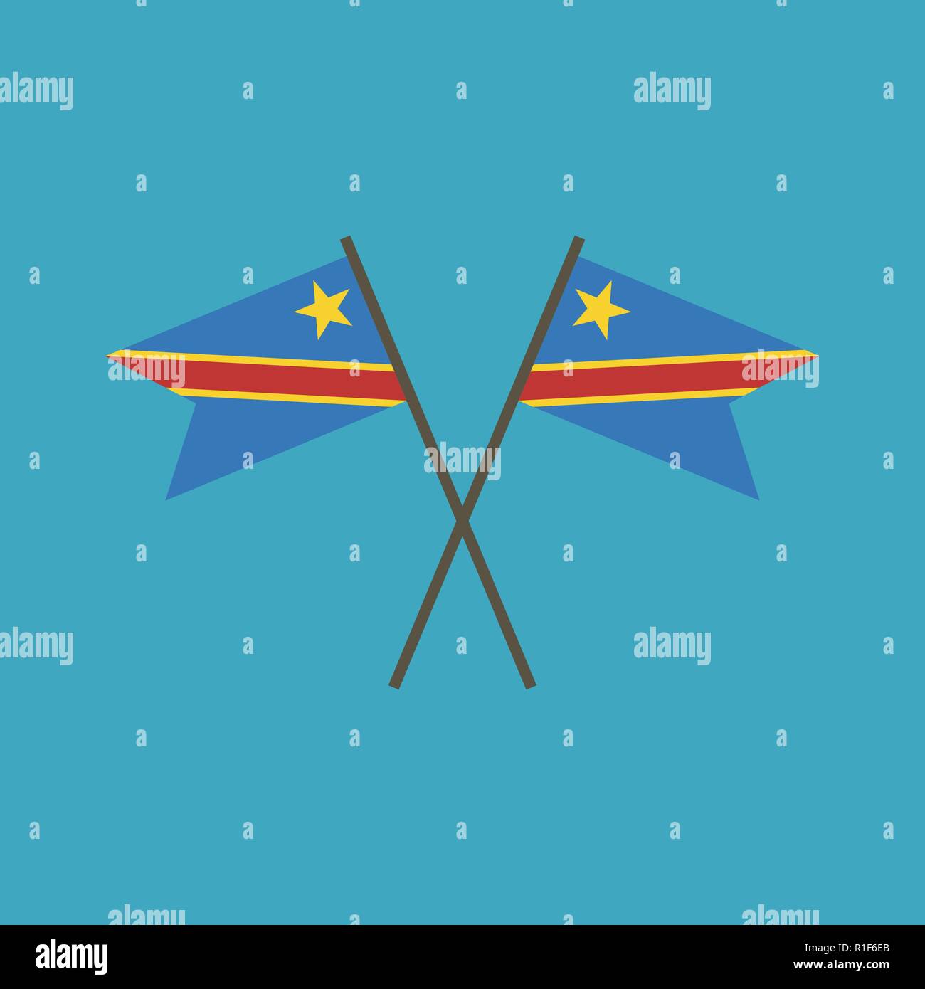 Democratic Republic of the Congo flag icon in flat design. Independence ...