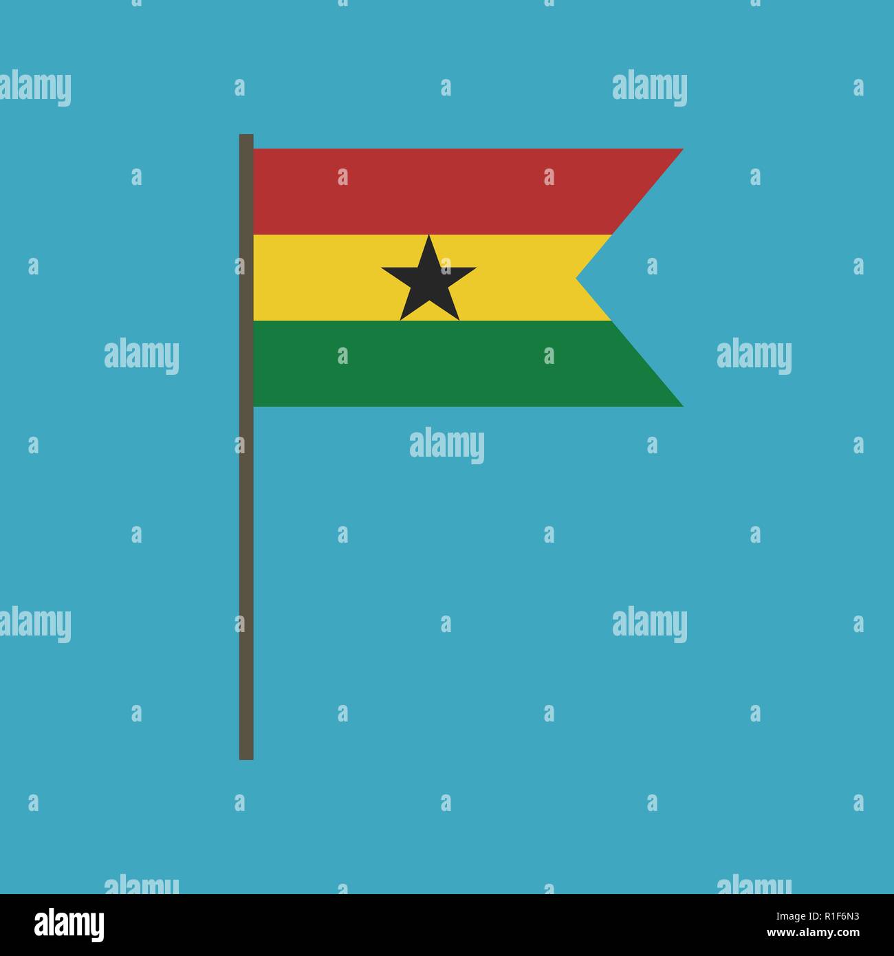Ghana flag icon in flat design. Independence day or National day holiday concept. Stock Vector