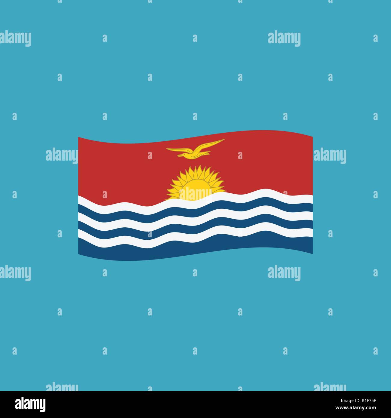 Kiribati flag icon in flat design. Independence day or National day holiday concept. Stock Vector