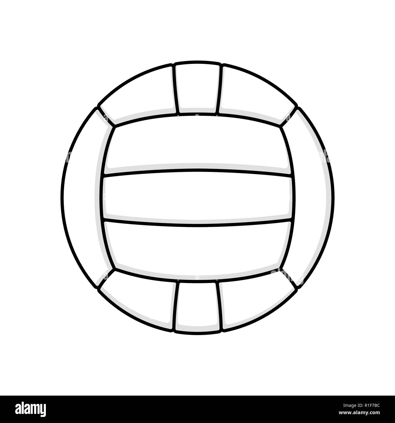 Outline volleyball silhouette with shadowa isolated on white background Stock Vector