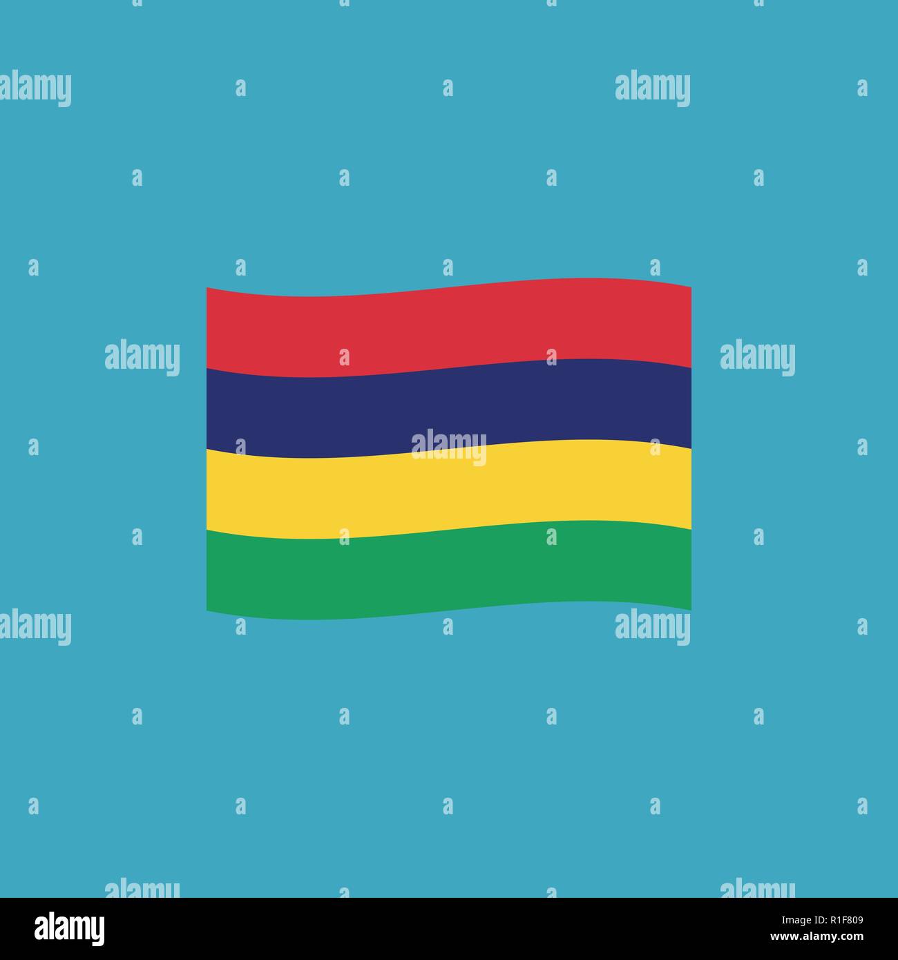 Mauritius flag icon in flat design. Independence day or National day ...