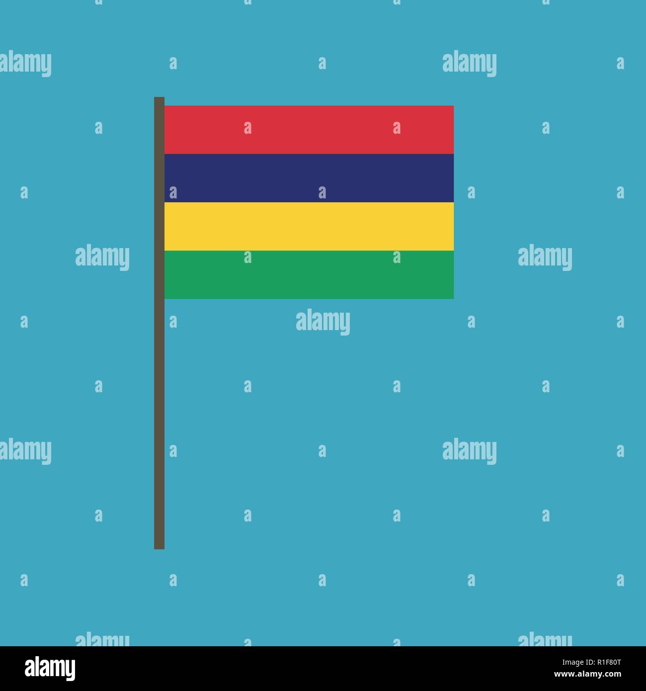 Mauritius flag icon in flat design. Independence day or National day ...