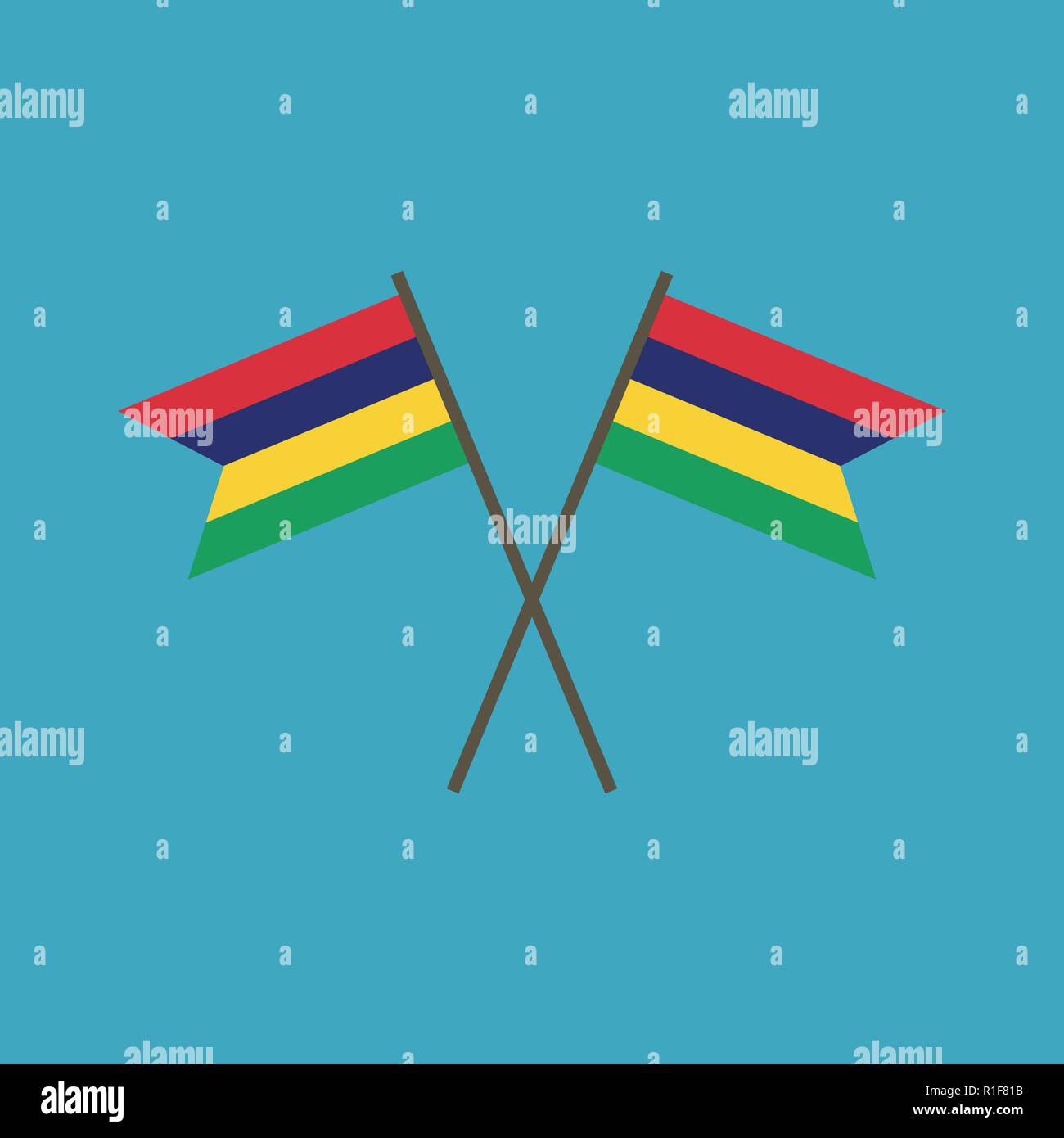 Mauritius flag icon in flat design. Independence day or National day ...