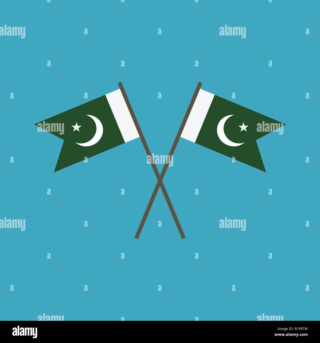 Pakistan flag icon in flat design. Independence day or National day holiday concept. Stock Vector