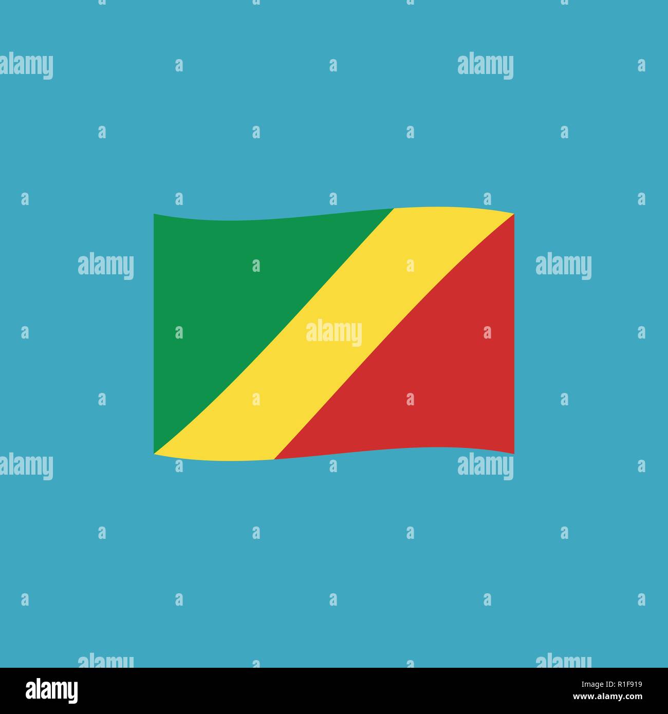 Republic of the Congo flag icon in flat design. Independence day or ...