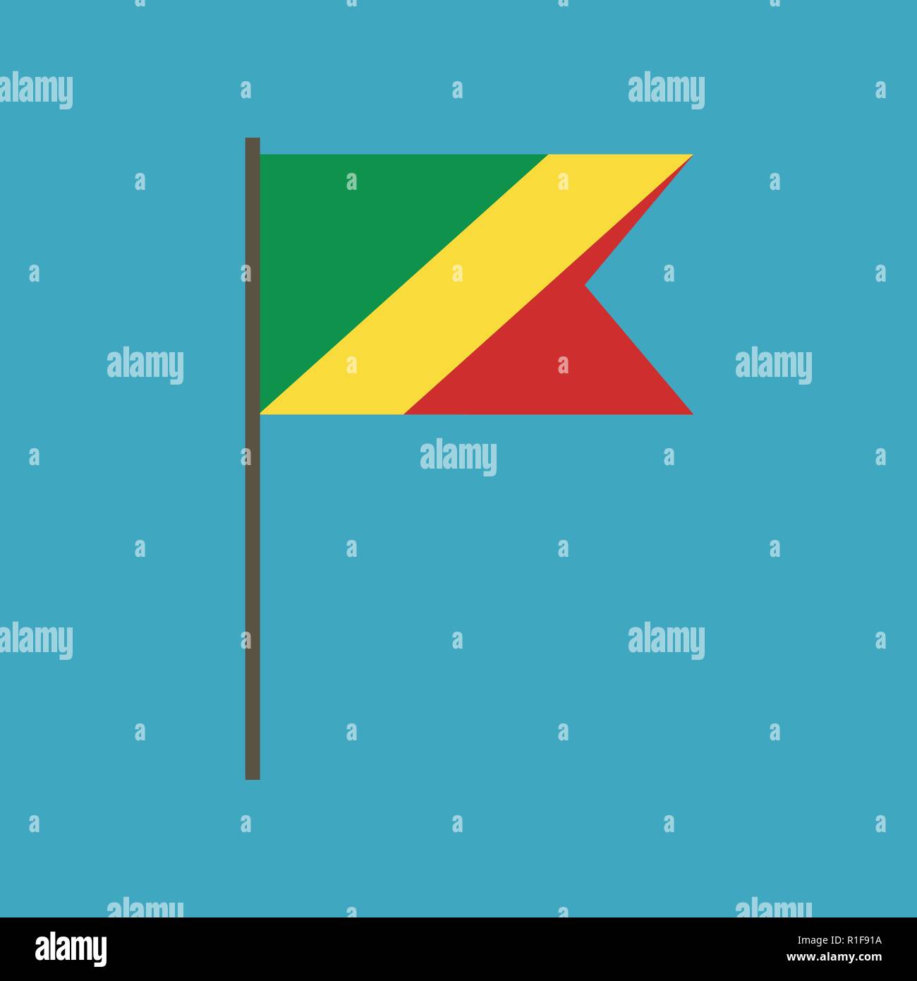 Republic of the Congo flag icon in flat design. Independence day or ...