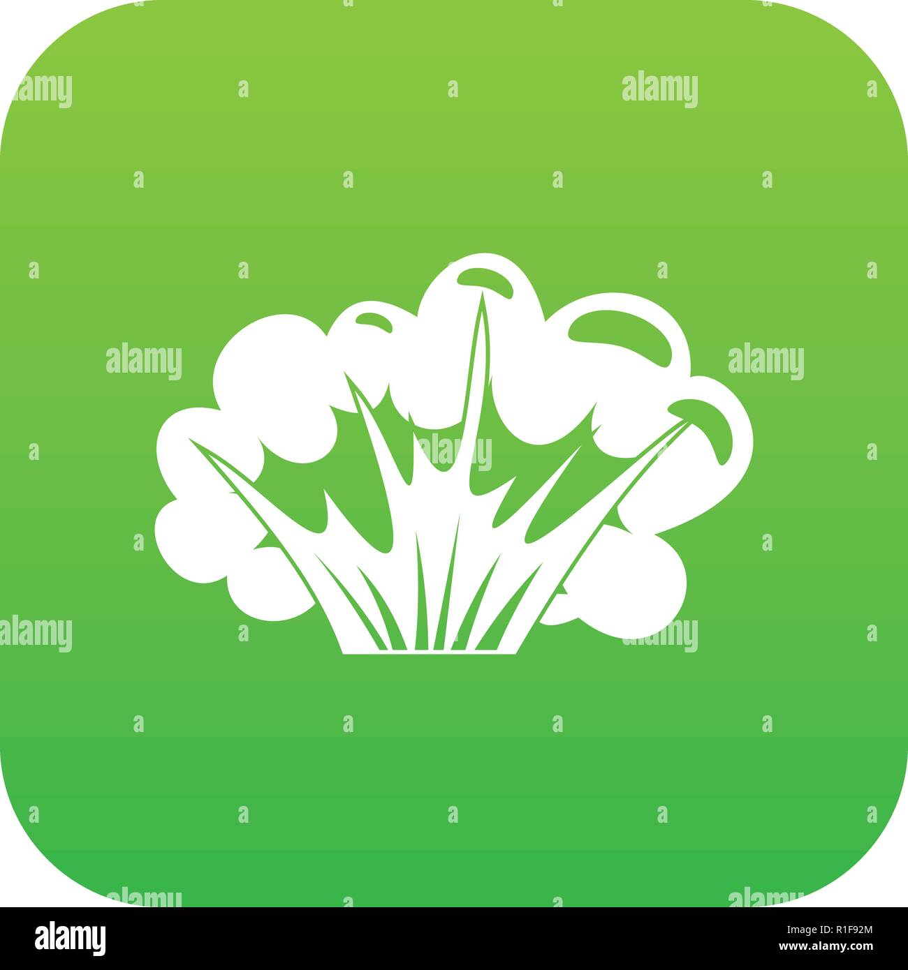 High powered explosion icon digital green Stock Vector