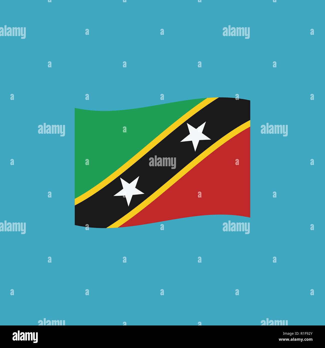 Saint Kitts and Nevis flag icon in flat design. Independence day or ...