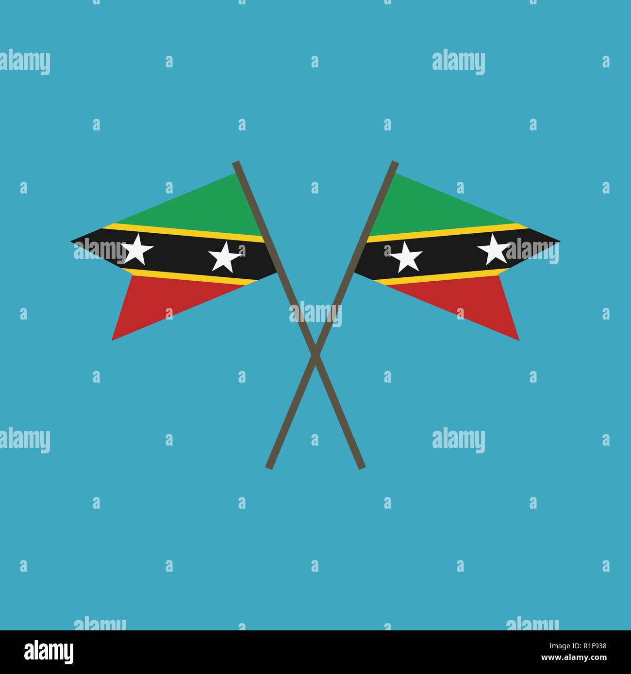 Saint Kitts and Nevis flag icon in flat design. Independence day or ...