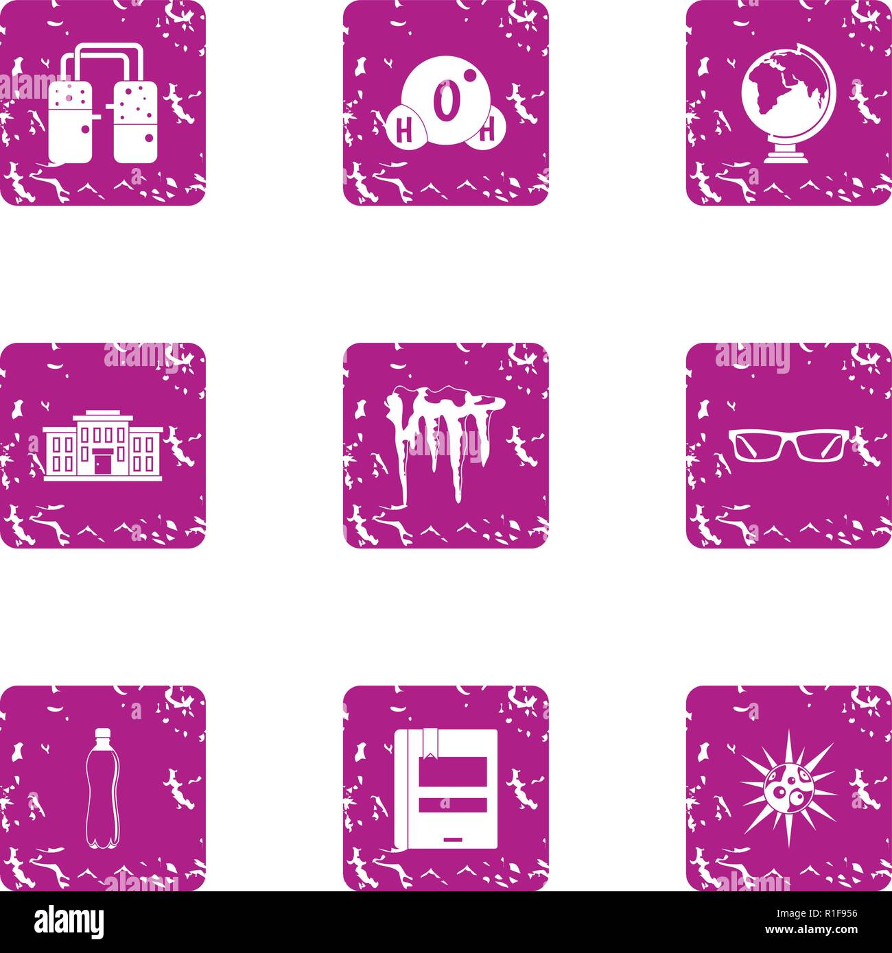 Spring icons set, grunge style Stock Vector