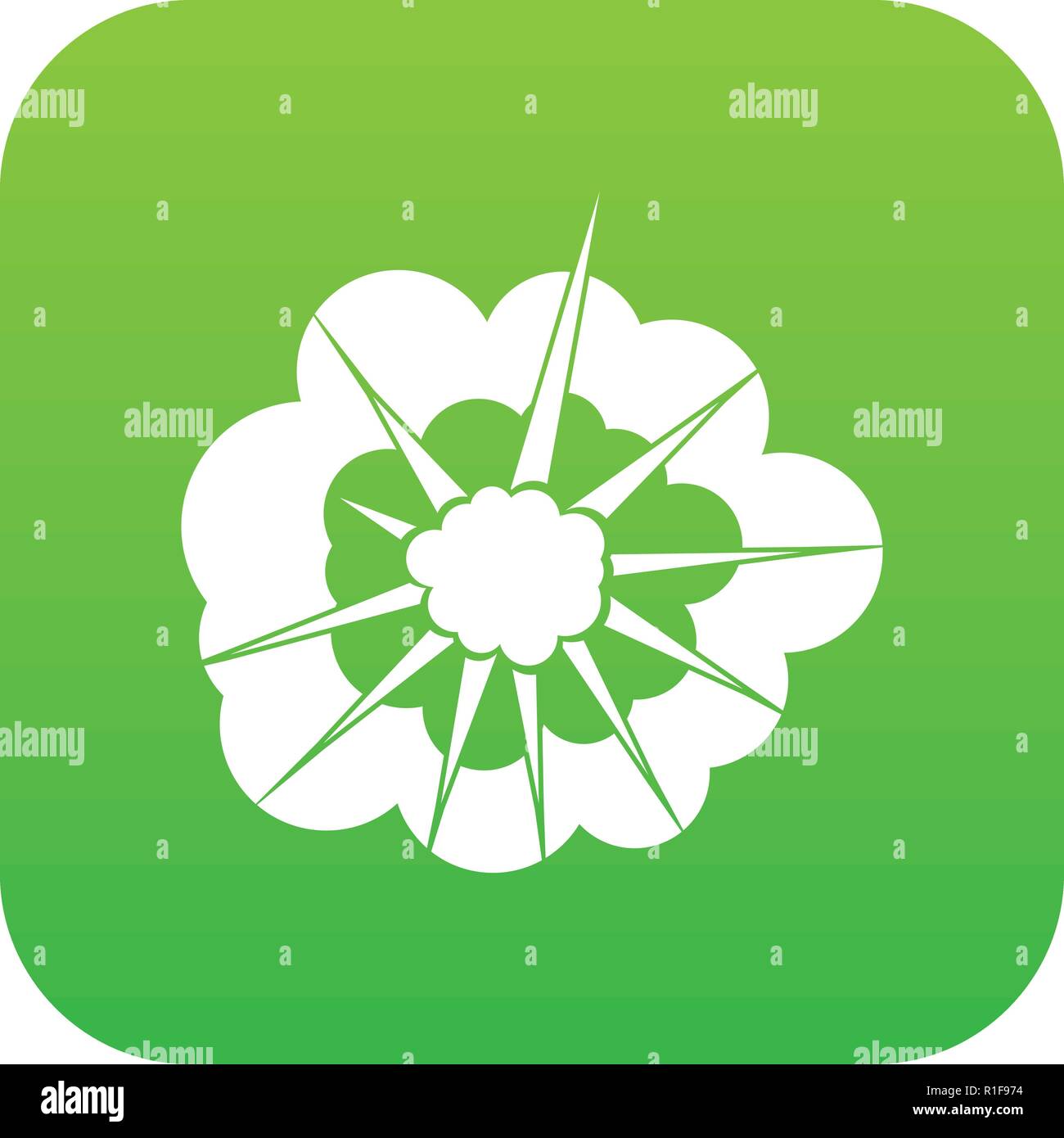 Cloudy explosion icon digital green Stock Vector