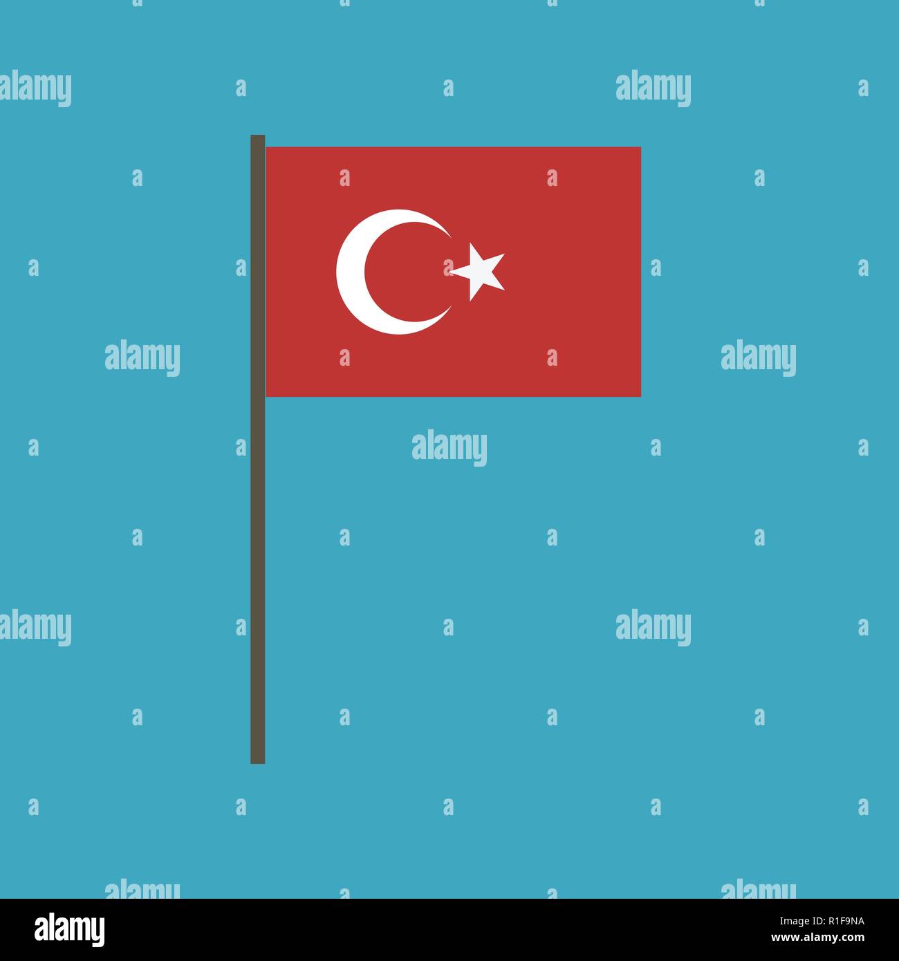 Turkey flag icon in flat design. Independence day or National day ...