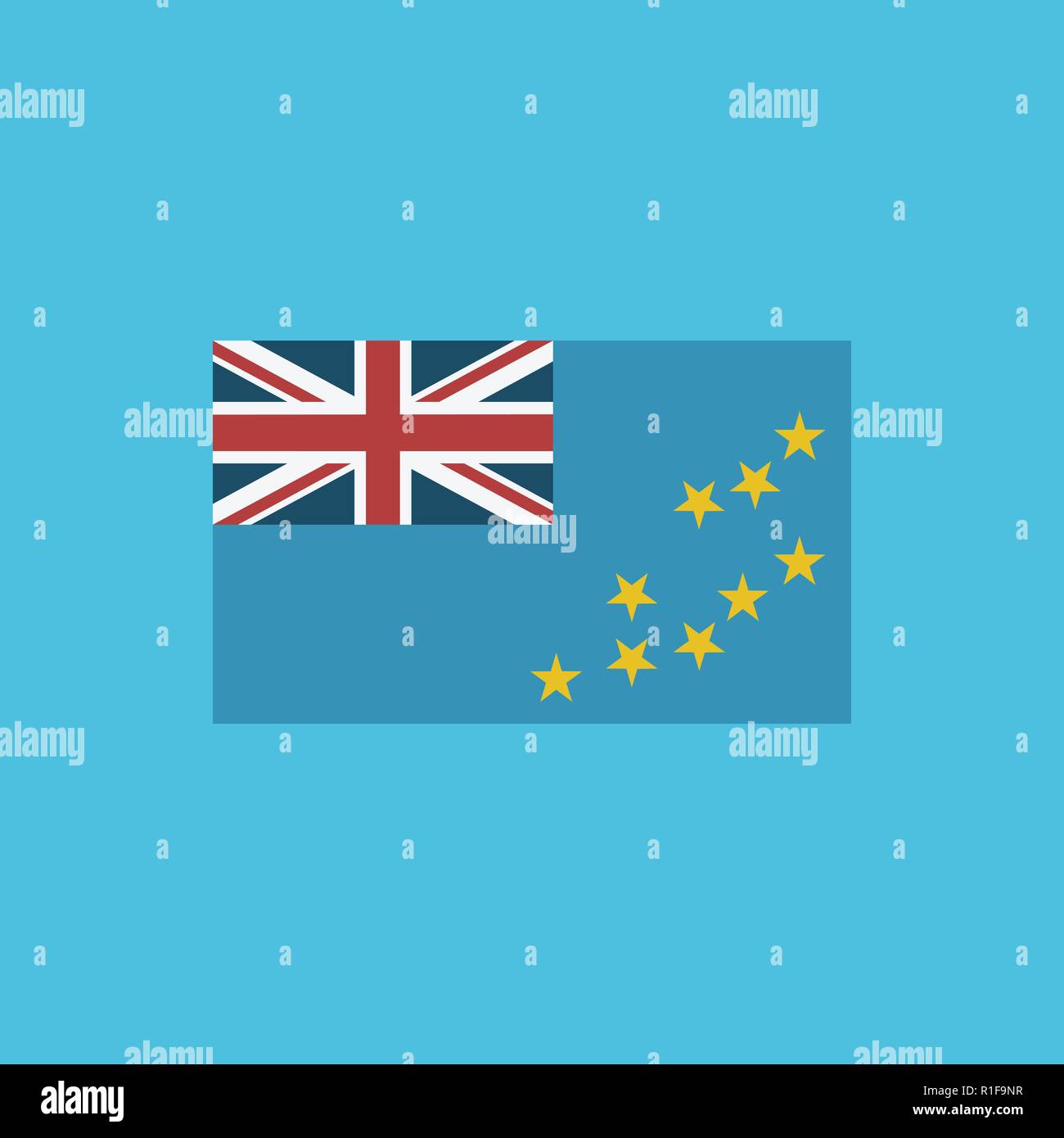 Tuvalu flag icon in flat design. Independence day or National day