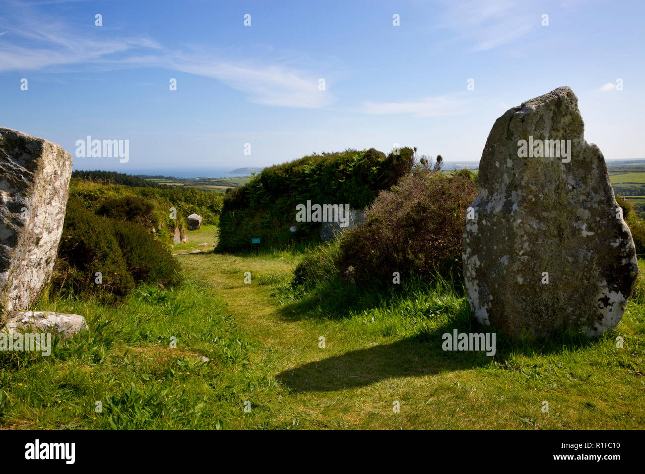 Stone building remains at Chysauster Ancient Iron Age Village, near