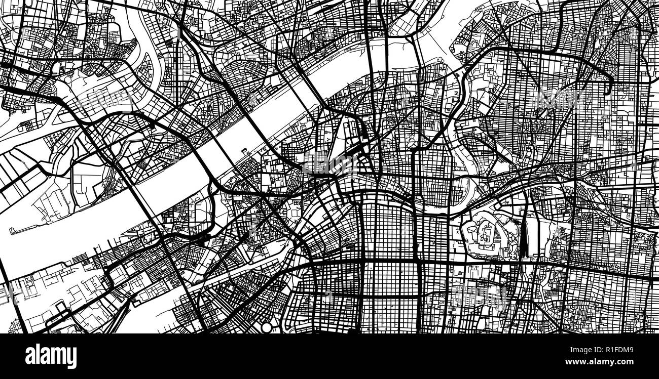 Urban Vector City Map Of Osaka Japan Stock Vector Image Art Alamy