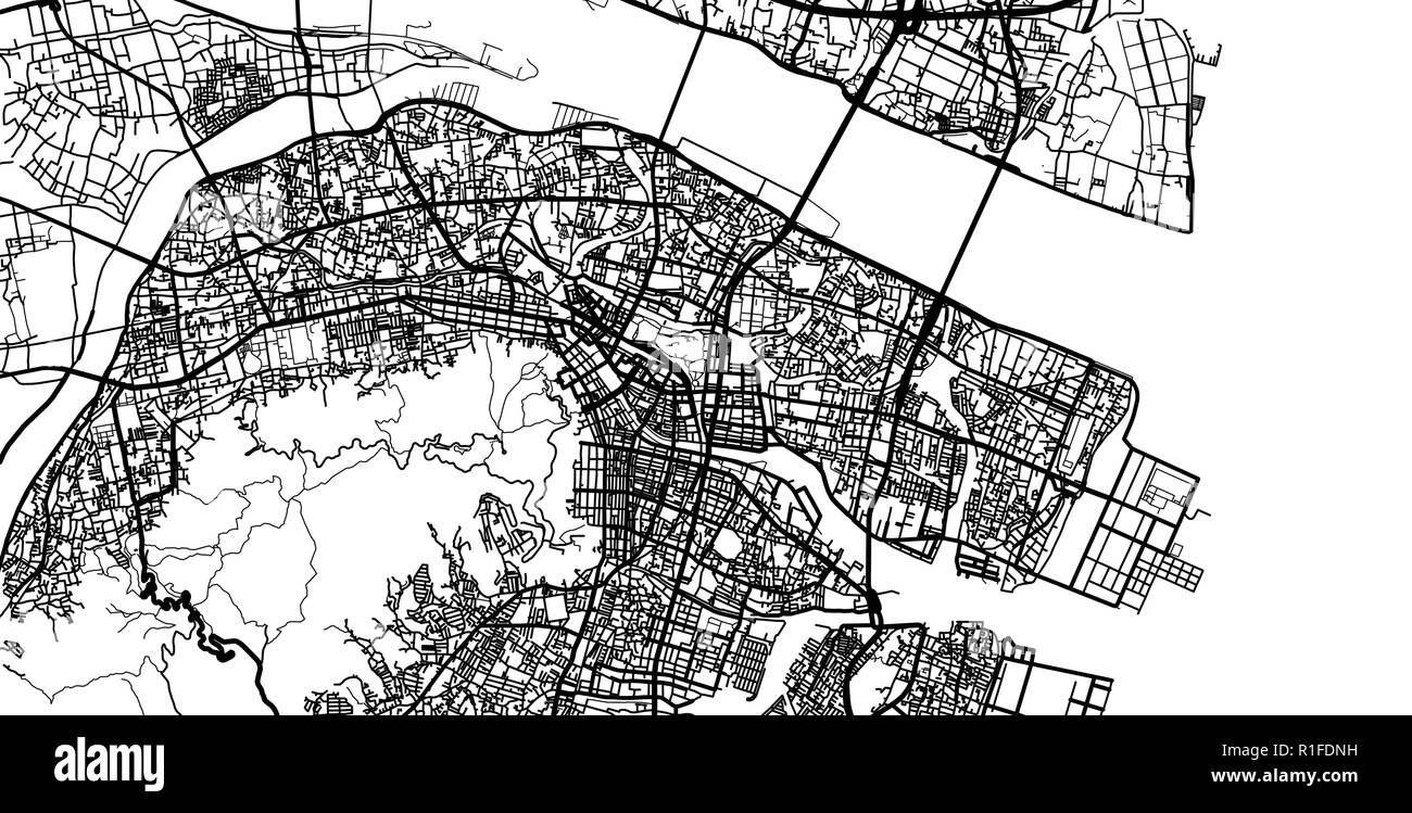 Urban vector city map of Tokushima, Japan Stock Vector