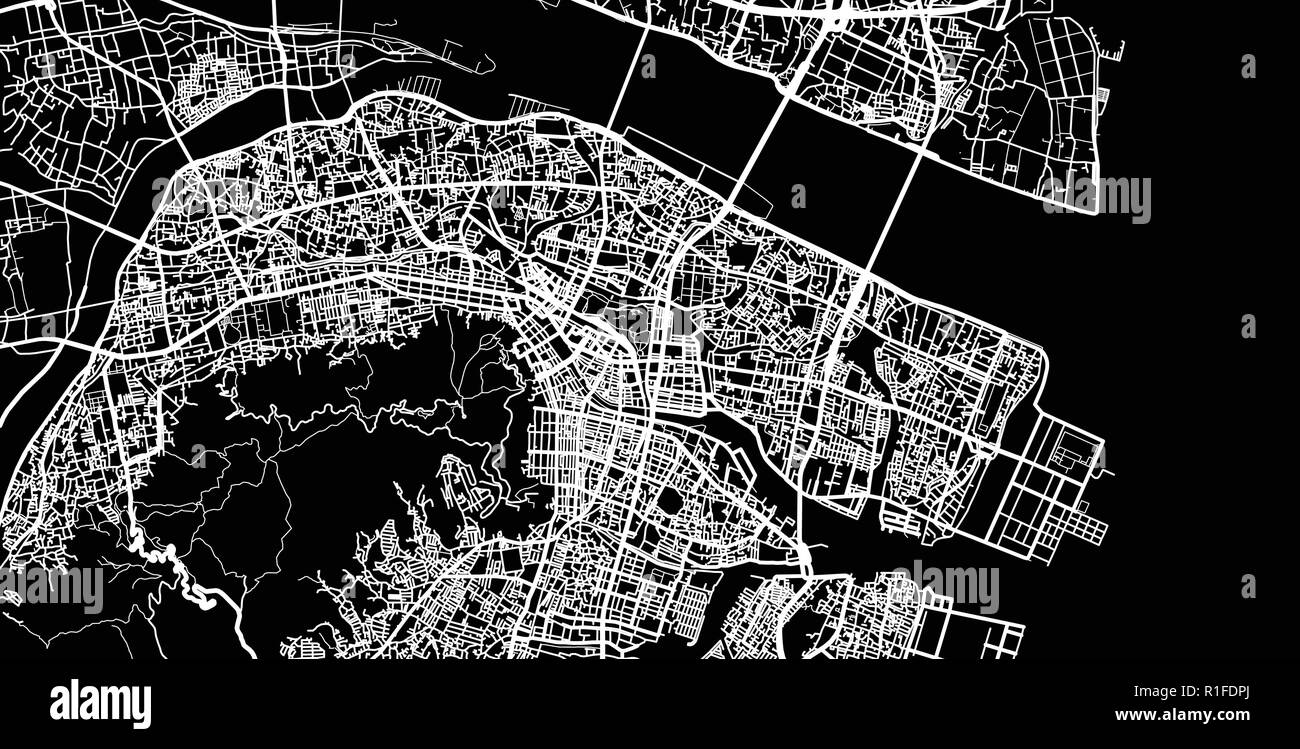 Urban vector city map of Tokushima, Japan Stock Vector