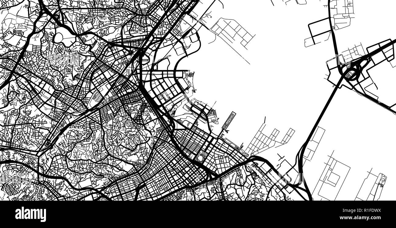 Urban vector city map of Yokohama, Japan Stock Vector