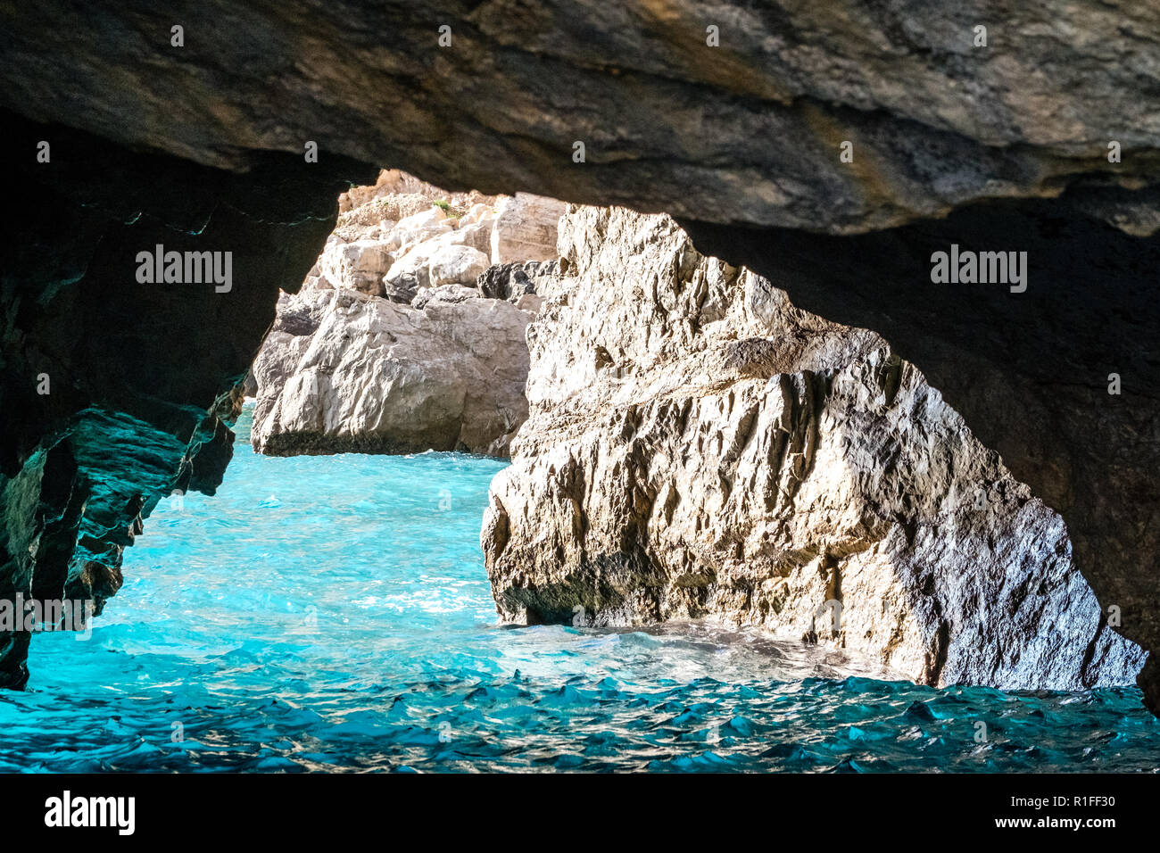 The Green Grotto (also known as The Emerald Grotto), Grotta Verde, on