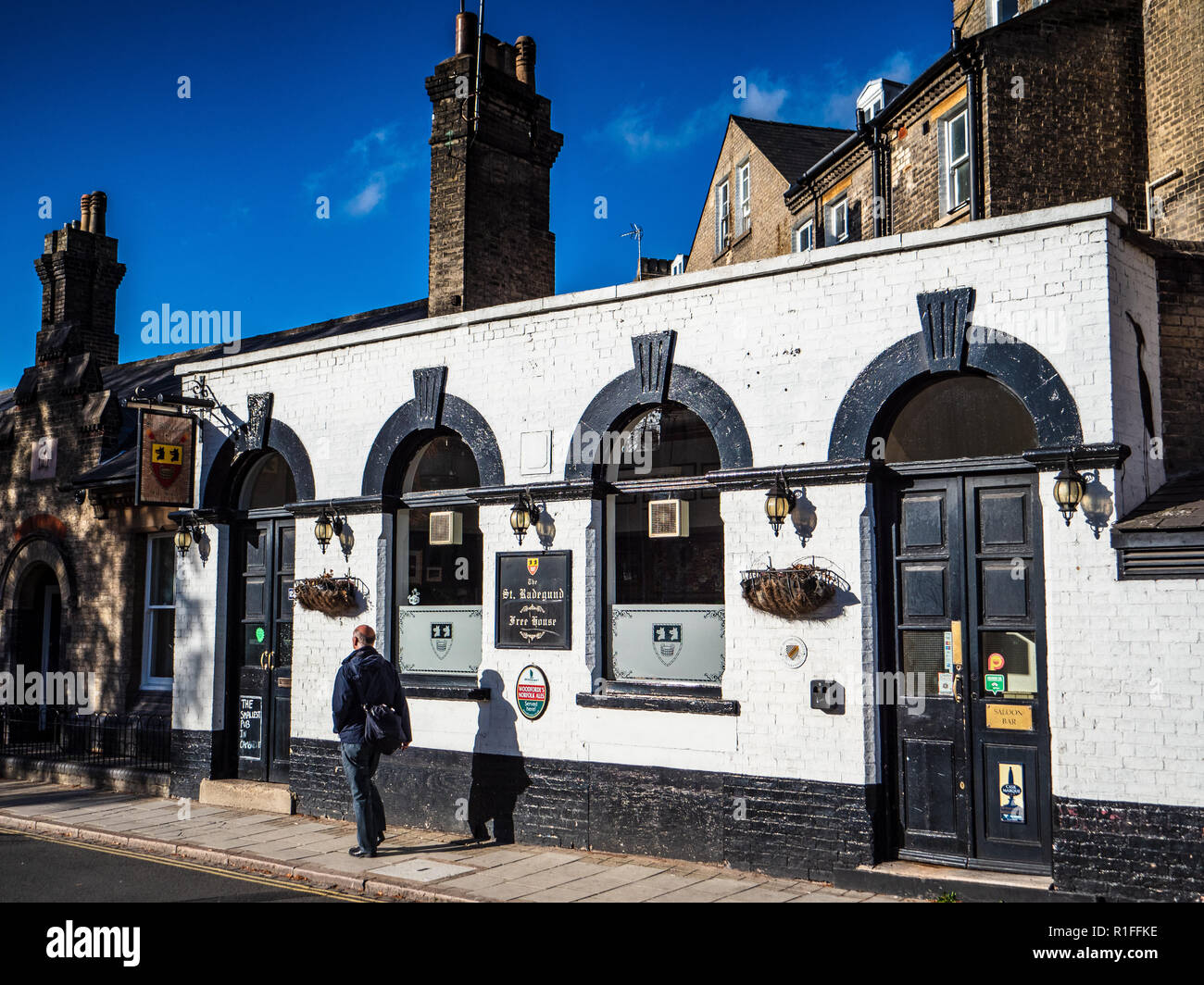 The St Radegund pub in King Street, central Cambridge. It is the smallest pub in Cambridge. Stock Photo