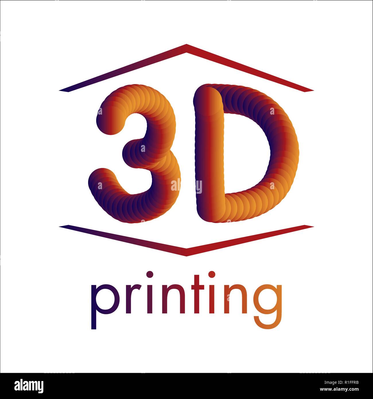 vector logo 3D printing and 3D pens Stock Vector