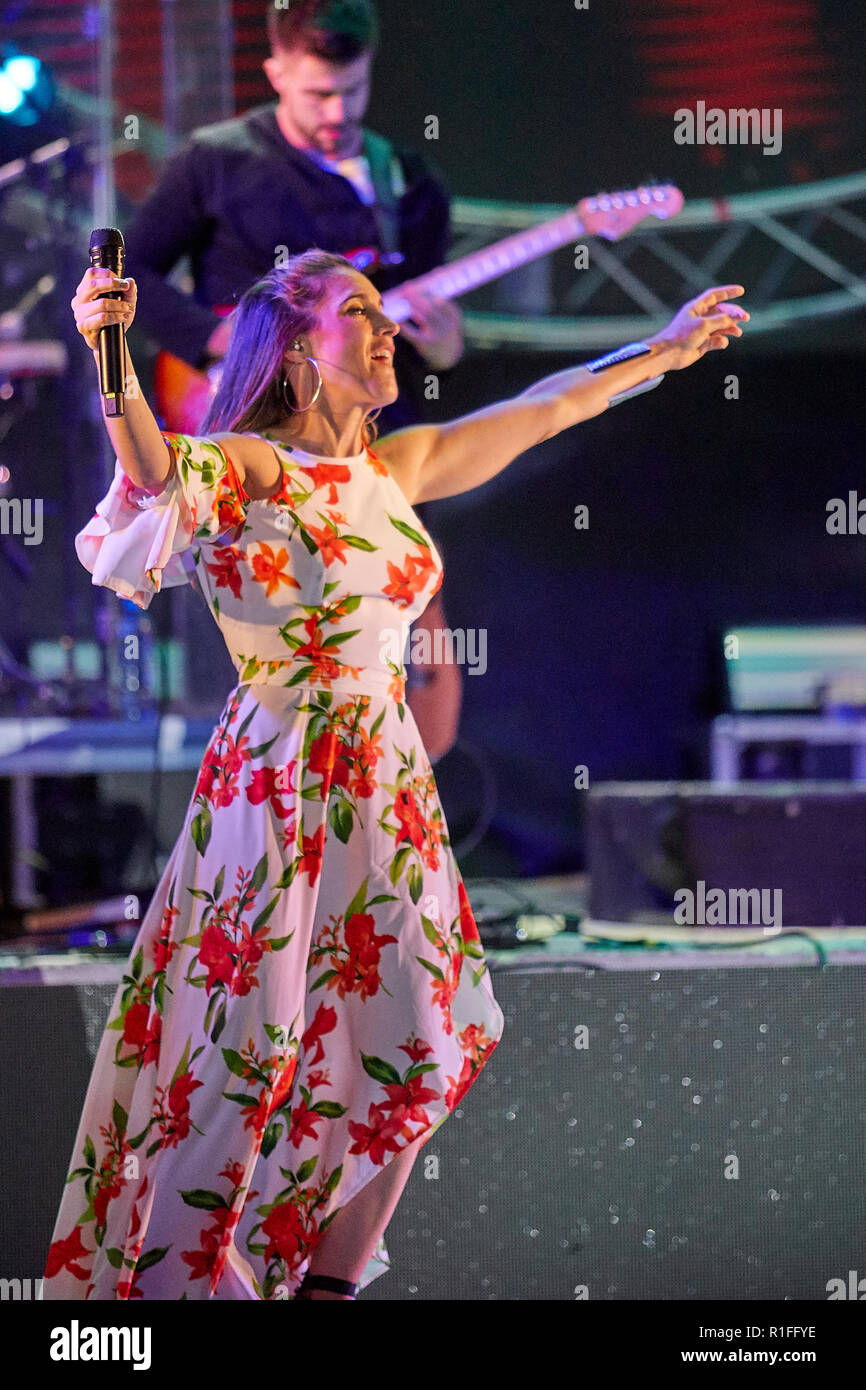 MENDOZA, ARGENTINE, November 11, 2018. Recital Soledad Pastorutti, the Tupungato department celebrated its 160th anniversary of its creation, Greek th Stock Photo