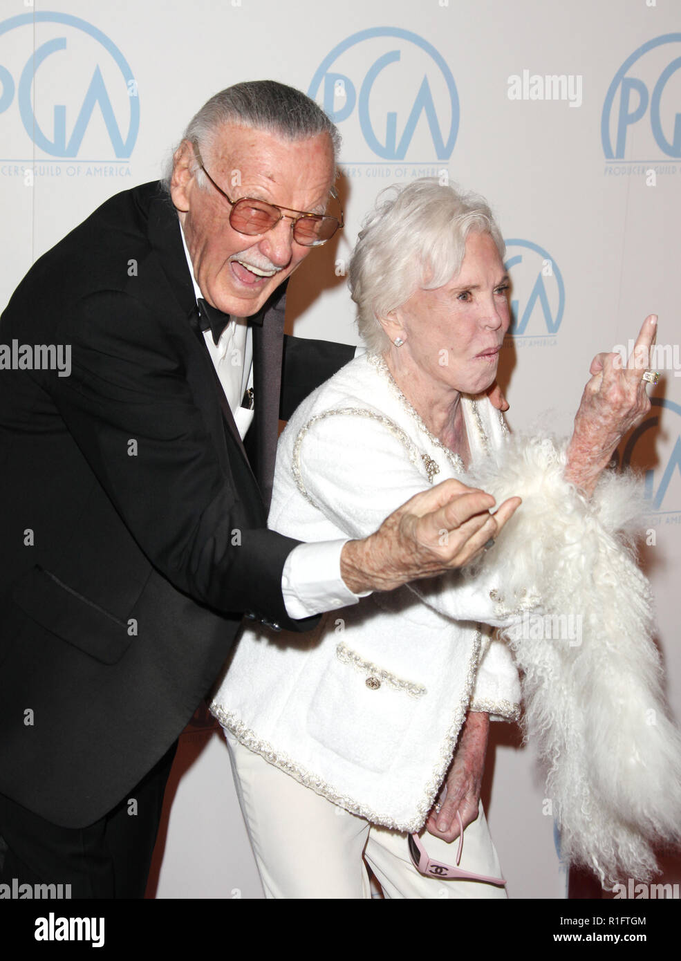 FILE PHOTO*** Comic Book Legend Stan Lee has passed away at the age of 95 Stan  Lee and Joan B. Lee at the 23rd annual Producers Guild Awards at The  Beverly Hilton