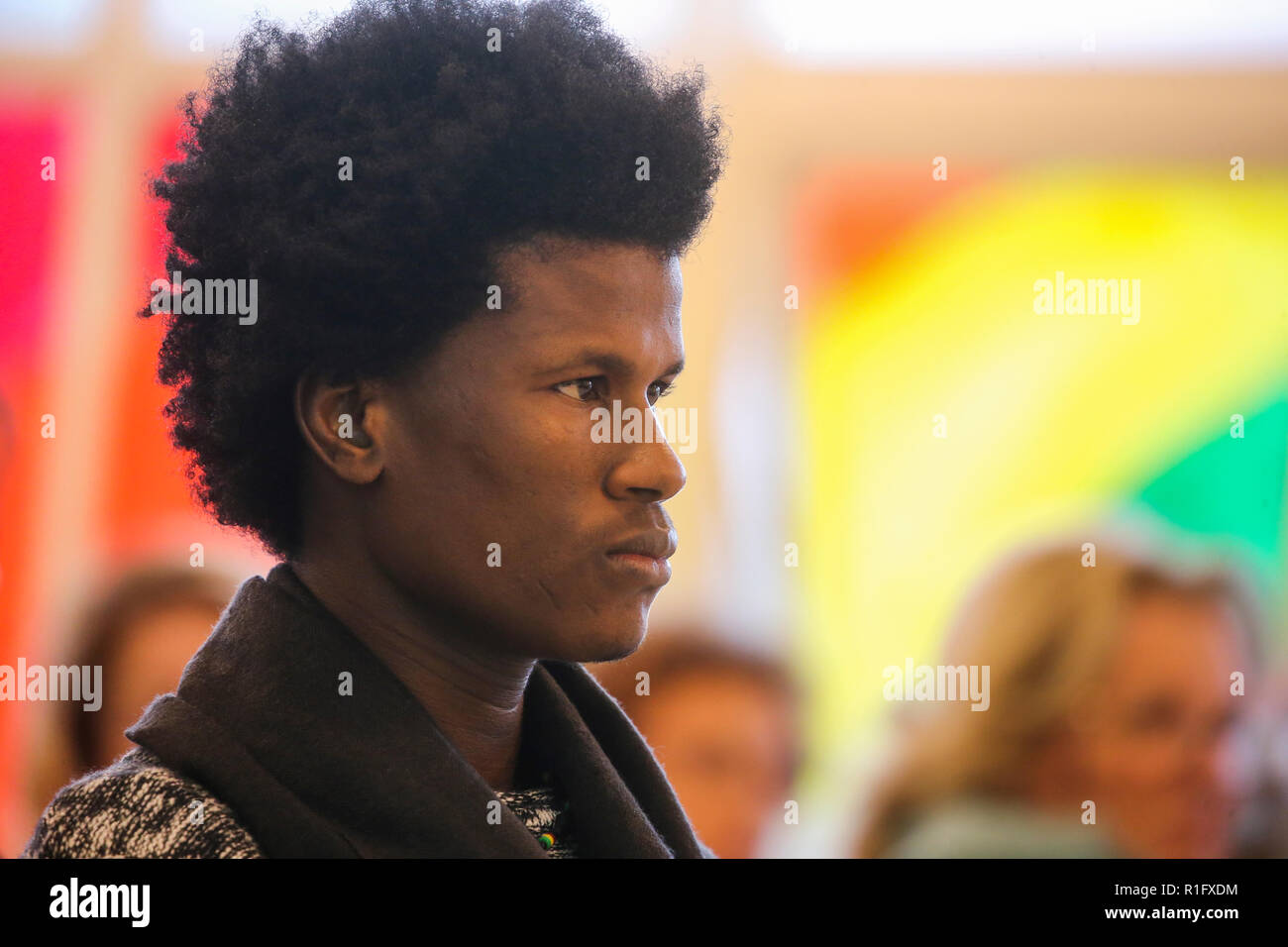 Caserta, Campania, Italy, 12th Nov 2018. School V ¡ educational circle of Caserta first in Italy to include asylum seekers in its staff in photo Allassane Sow will be involved in the maintenance of green areas Credit: Antonio Balasco/Alamy Live News Stock Photo