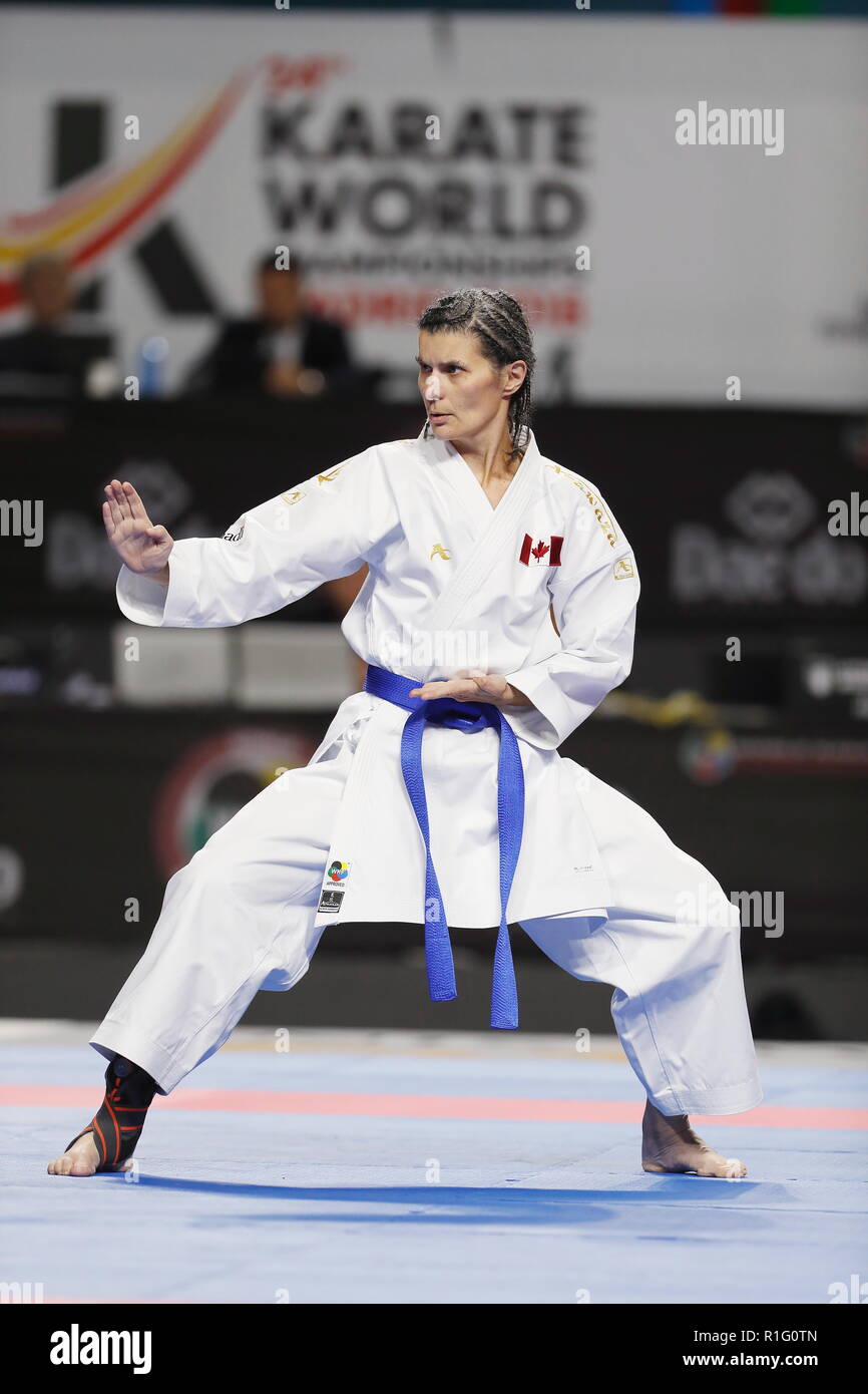 Madrid, Spain. 10th Nov, 2018. Patricia Wright (CAN) Para-Karate : Para- Karate Kata People with learning disabilities final in the "WKF 3rd Para- Karate World Championships Madrid 2018" at the WiZink Center in Madrid,