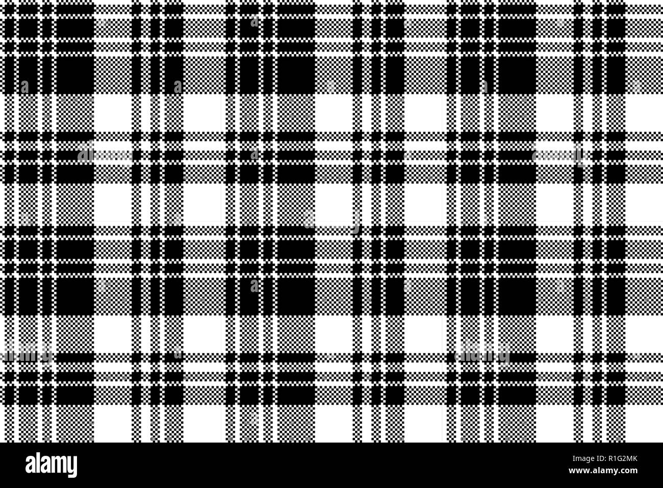 Pixel Check Fabric Texture Black White Seamless Pattern Vector Illustration Stock Vector Image Art Alamy