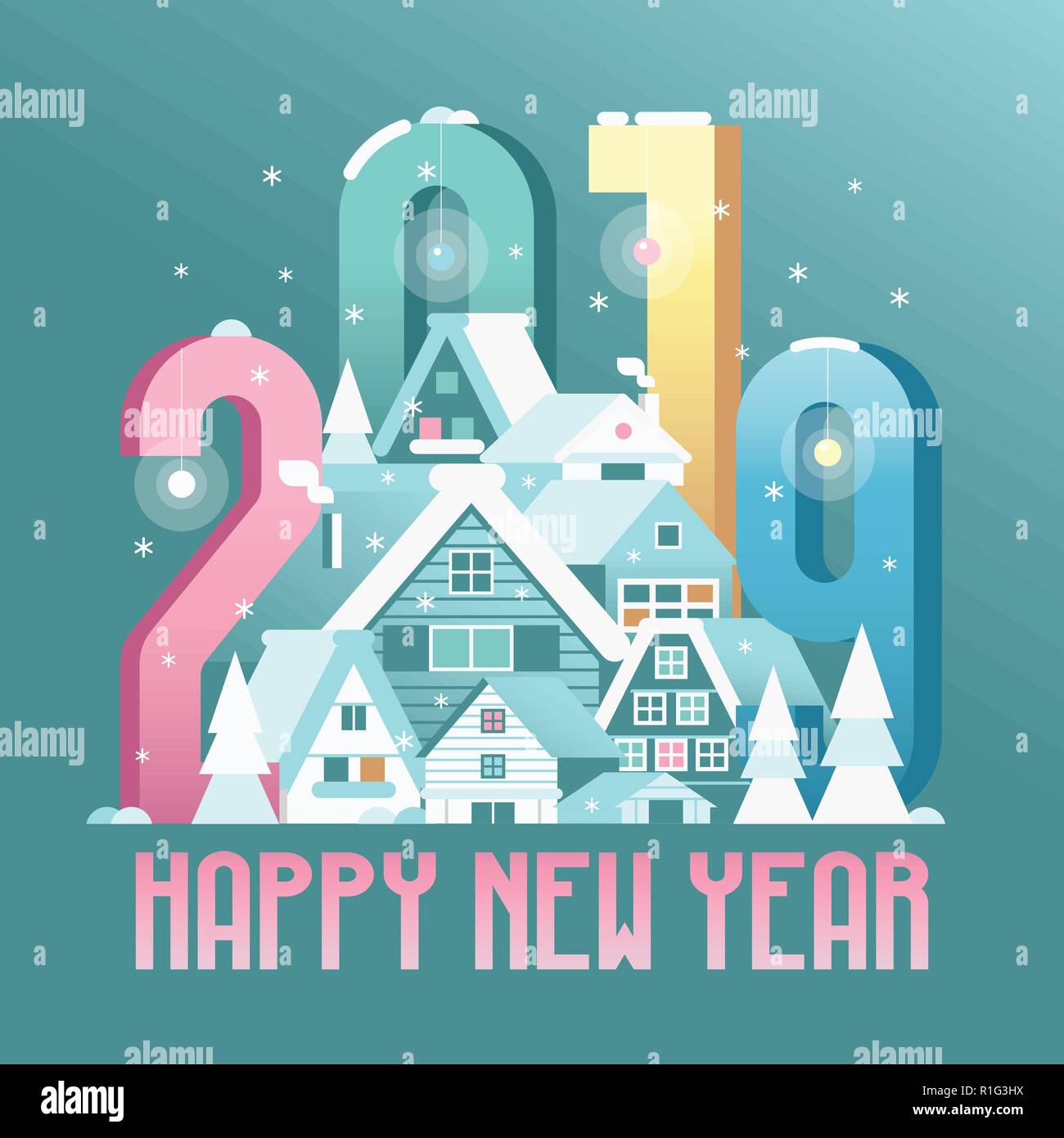 Happy New Year Winter Card Stock Vector