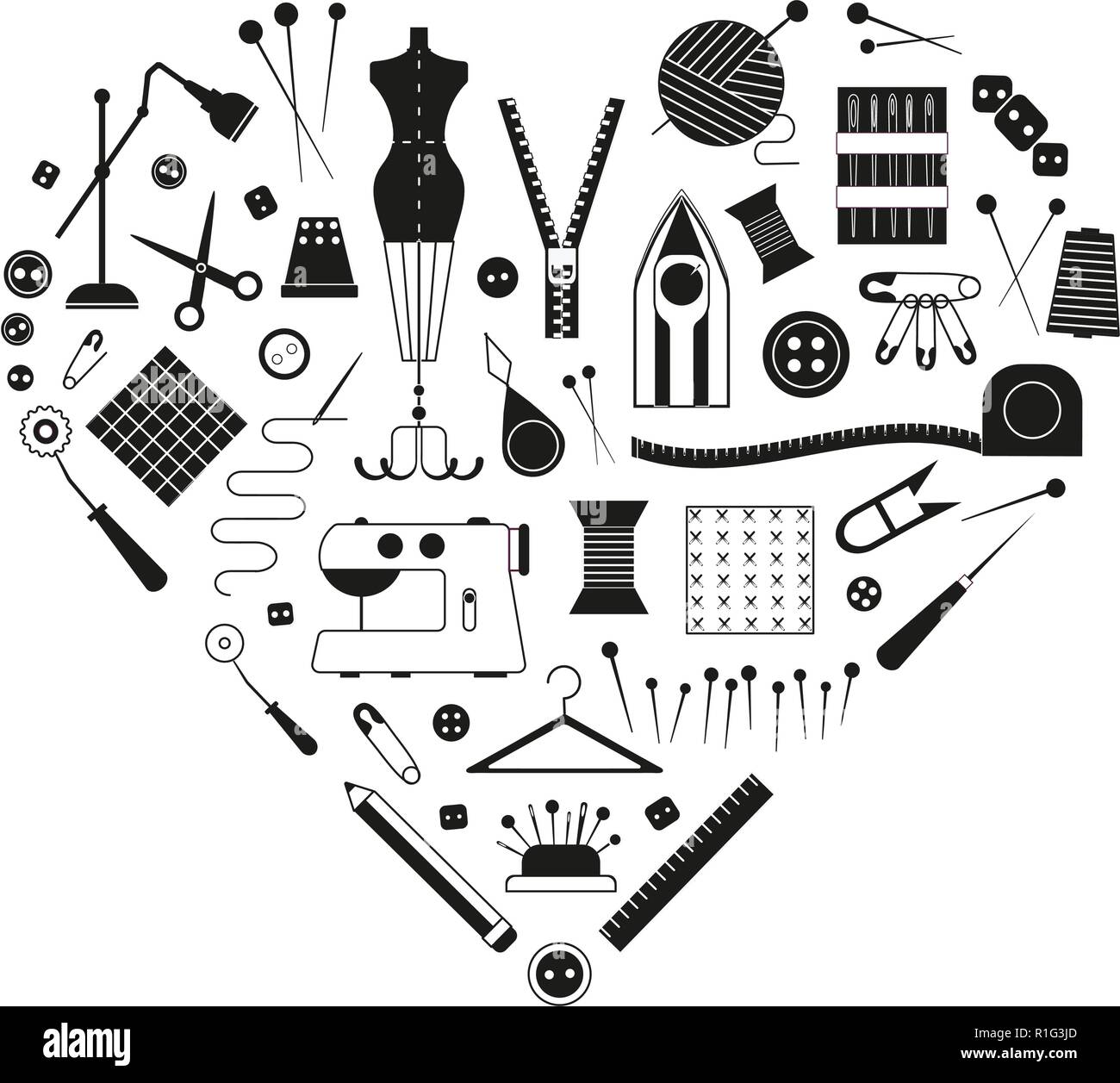 Sewing Supplies Tools Yourself Sewing Tailoring Dressmaking Needlework  Darning Arts Stock Vector by ©casejustin 252180614