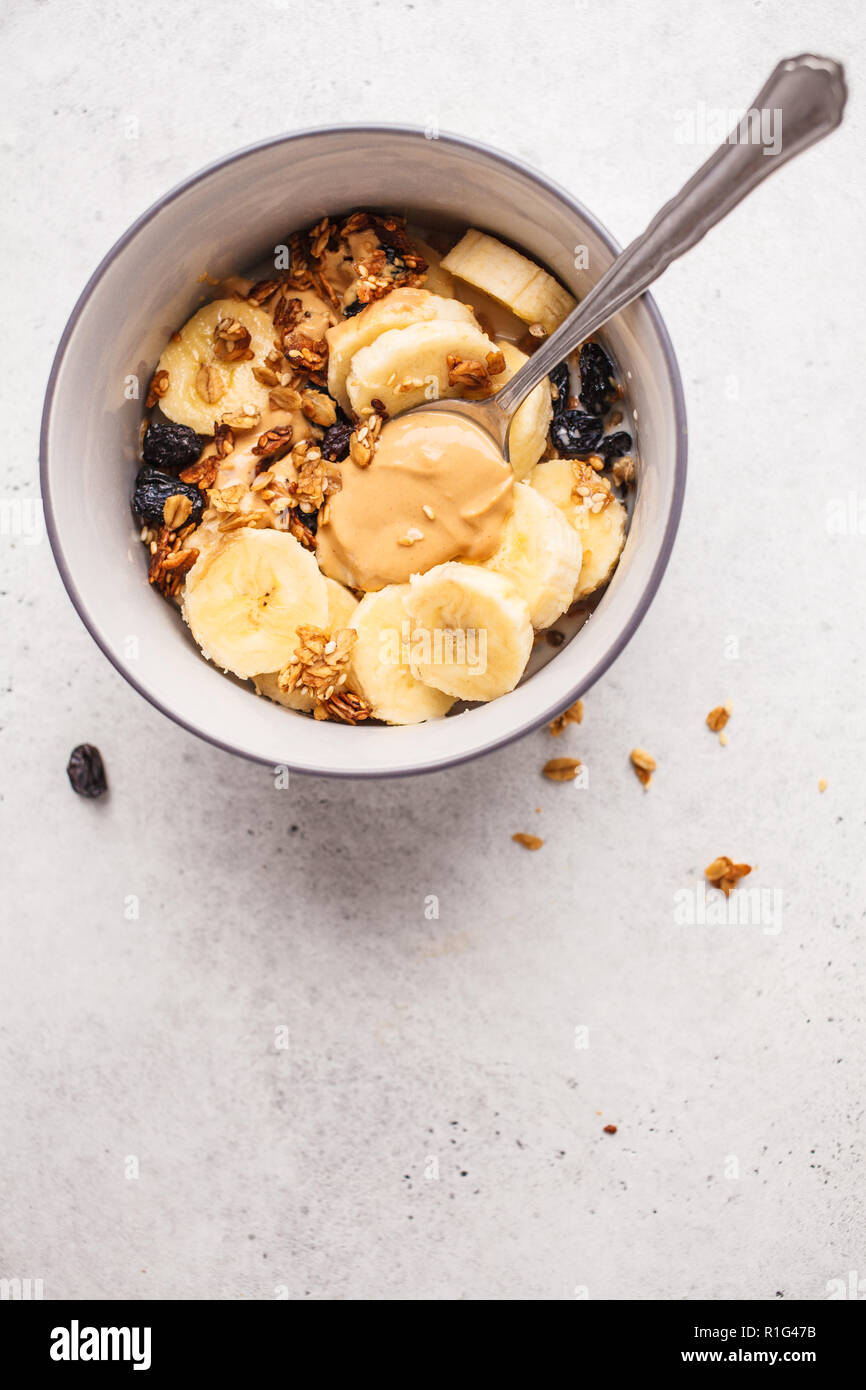 Baked Granola With Raisins Banana And Peanut Butter Plant