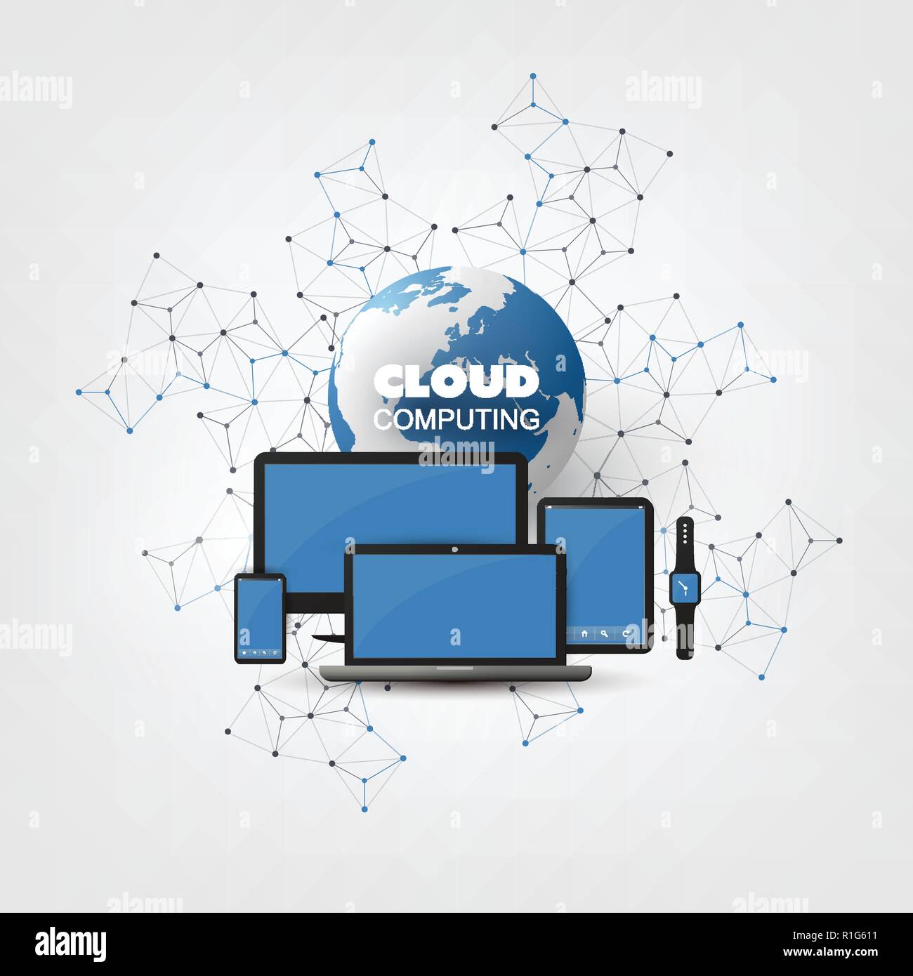 Internet Of Things Cloud Computing Design Concept With Electronic Devices Digital Network Connections Technology Background Stock Vector Image Art Alamy