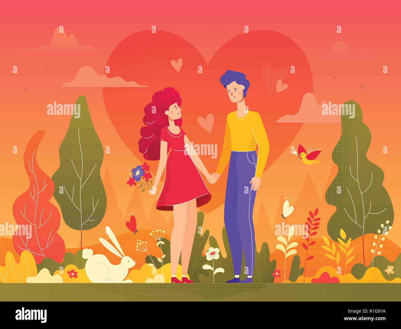 Romantic couple - modern flat design style illustration Stock Vector ...