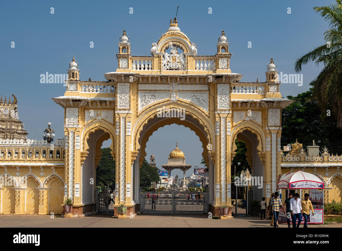 North Gate to Mysore Palace, Mysore, Karnataka, India Stock Photo