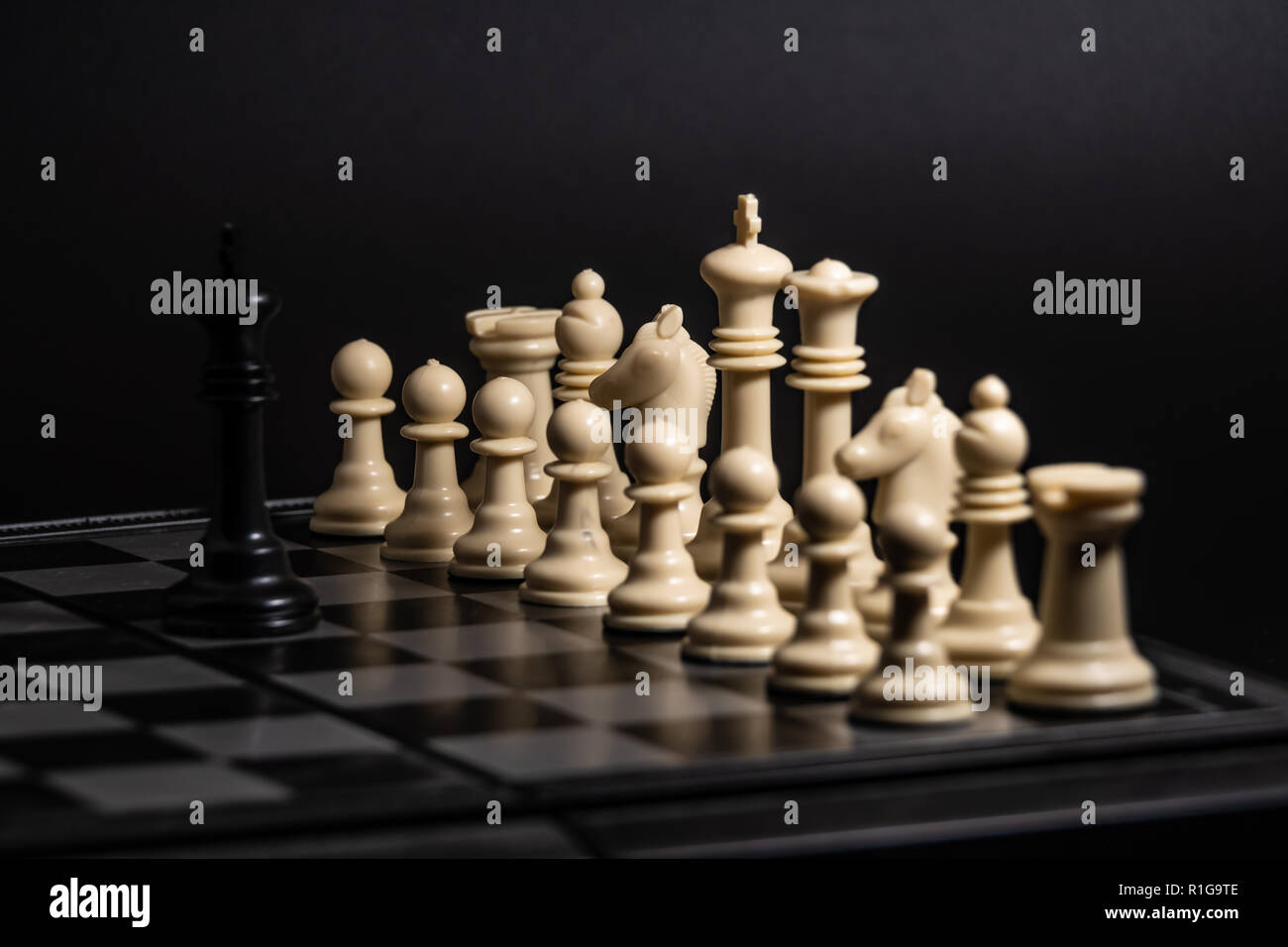 Glass chess, on the black background. Stock images. Close-up view Stock  Photo - Alamy