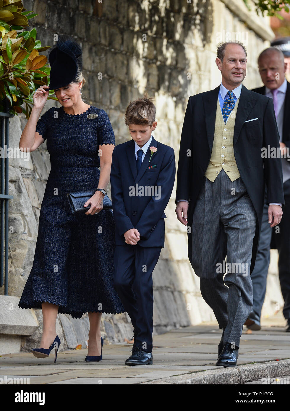 The wedding of Princess Eugenie of York and Jack Brooksbank in Windsor  Featuring: Sophie Countess of Wessex, James Viscount Severn, Prince Edward Where: Windsor, United Kingdom When: 12 Oct 2018 Credit: John Rainford/WENN Stock Photo